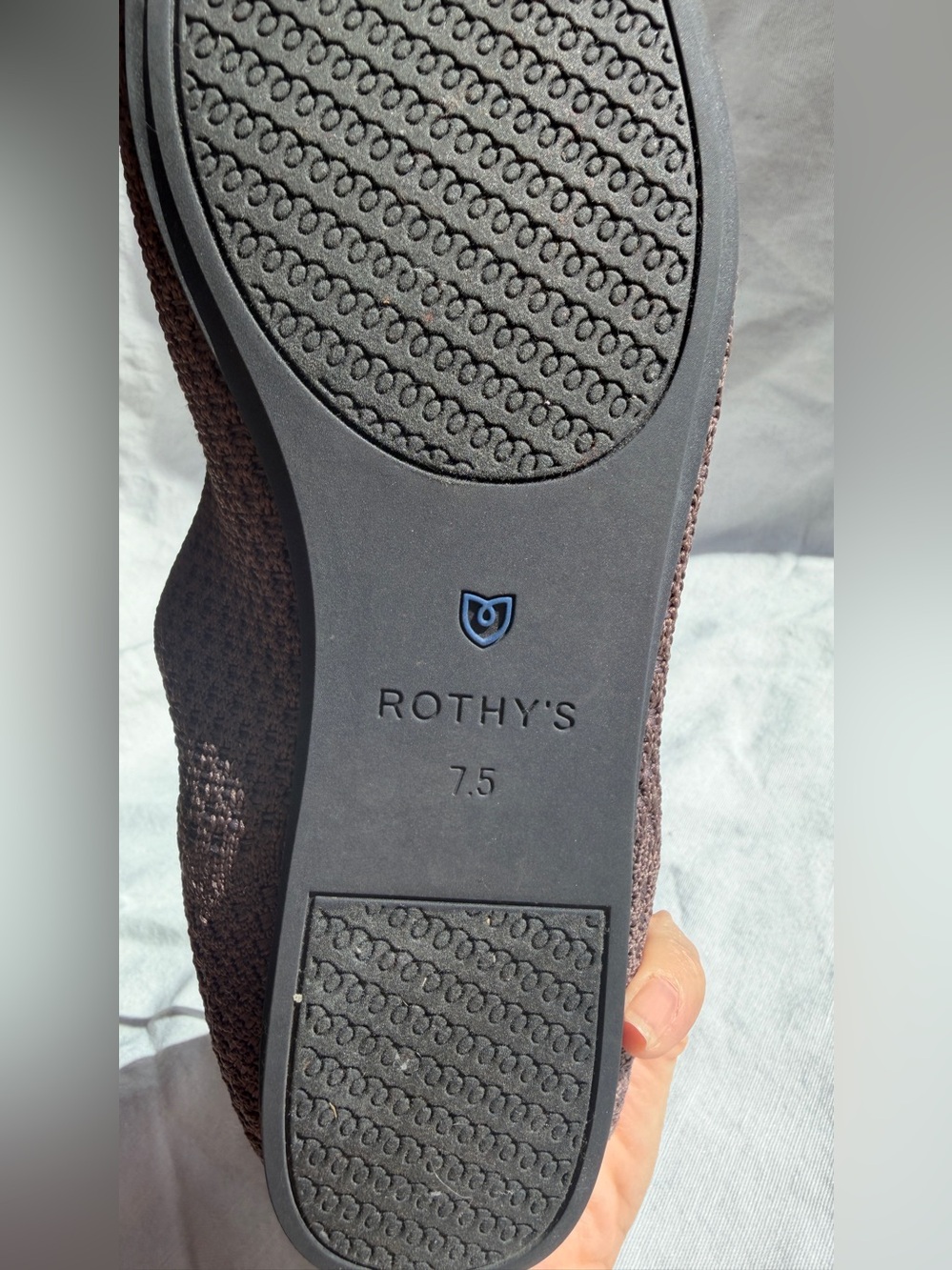 Rothy’s Maple Brown Ballet Flats Shoes Slip On Ankle Tie Square Toe Knit Mesh 7 - Picture 5 of 9
